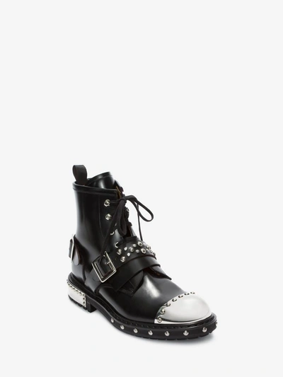 Shop Alexander Mcqueen Hobnail Metal Toe-cap Boot In Black