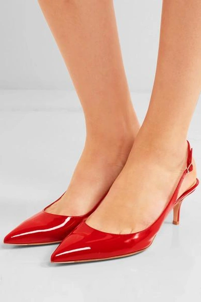 Shop Gianvito Rossi 55 Patent-leather Slingback Pumps