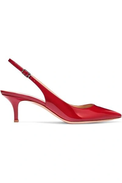 Shop Gianvito Rossi 55 Patent-leather Slingback Pumps
