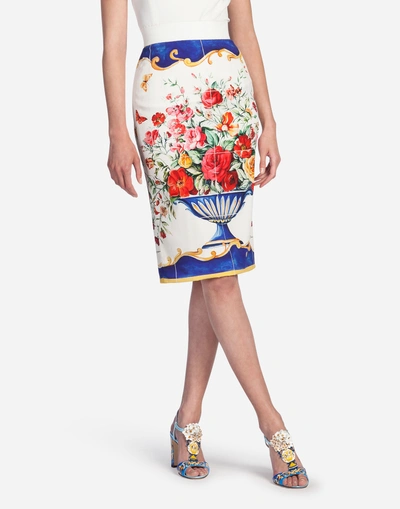Dolce & Gabbana Caltagirone Print Pencil Skirt In Multicolor