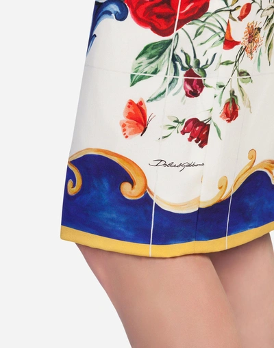 Shop Dolce & Gabbana Pencil Skirt In Printed Silk In Multicolor