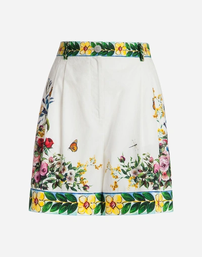 Shop Dolce & Gabbana Printed Cotton Shorts In White