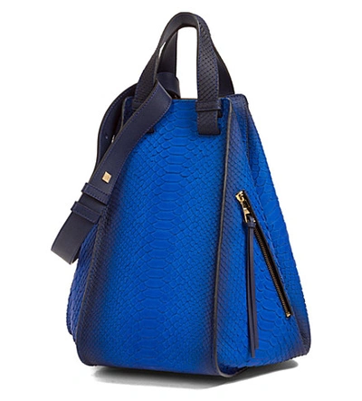 Loewe Hammock Two-tone Python Leather Bag In Blue/navy