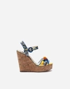 DOLCE & GABBANA WEDGE SANDALS IN CORK AND PRINTED VARNISH,CZ0111AM254HAD27