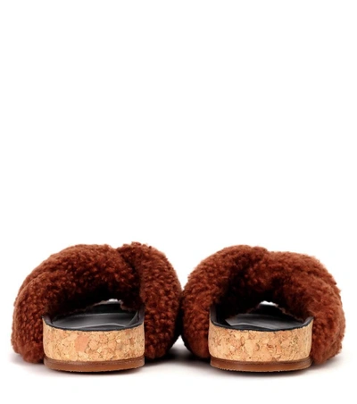 Shop Chloé Wool Slip-on Sandals In Brown