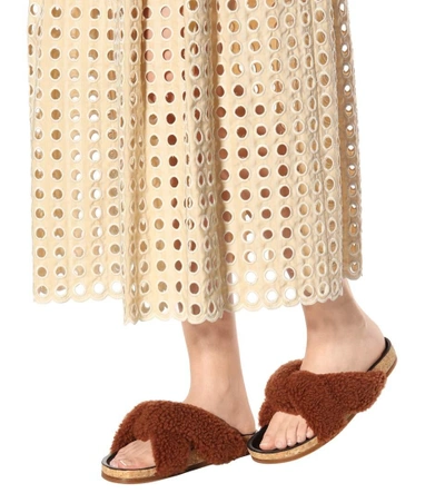 Shop Chloé Wool Slip-on Sandals In Brown
