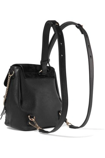 Shop Chloé Faye Small Leather And Suede Backpack In Black