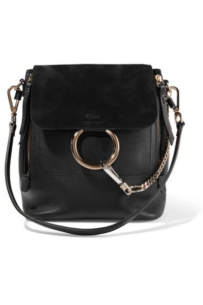 Shop Chloé Faye Small Leather And Suede Backpack In Black