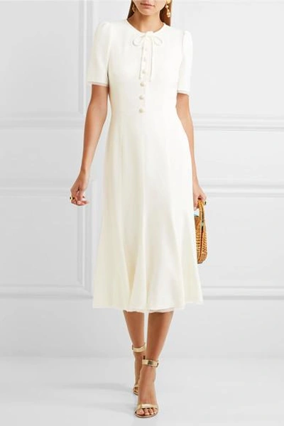 Shop Dolce & Gabbana Bow-embellished Cady Midi Dress In White