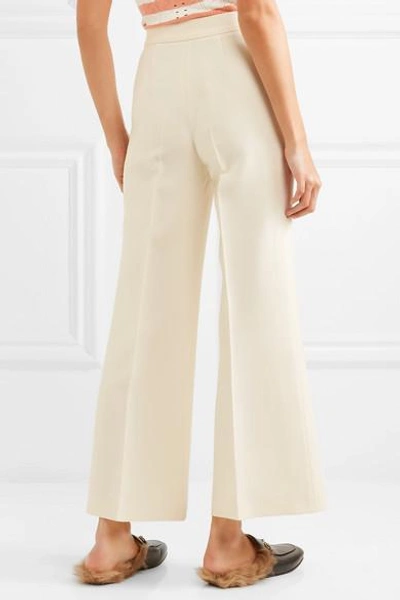 Shop Fendi Cropped Wool And Silk-blend Gazar Wide-leg Pants
