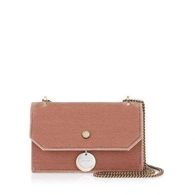 Shop Jimmy Choo Finley Bottle Green Velvet Cross Body Mini Bag In Ballet Pink