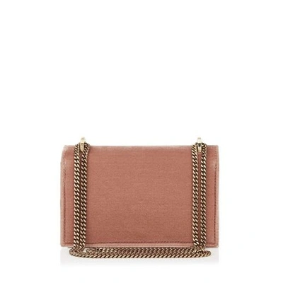 Shop Jimmy Choo Finley Bottle Green Velvet Cross Body Mini Bag In Ballet Pink