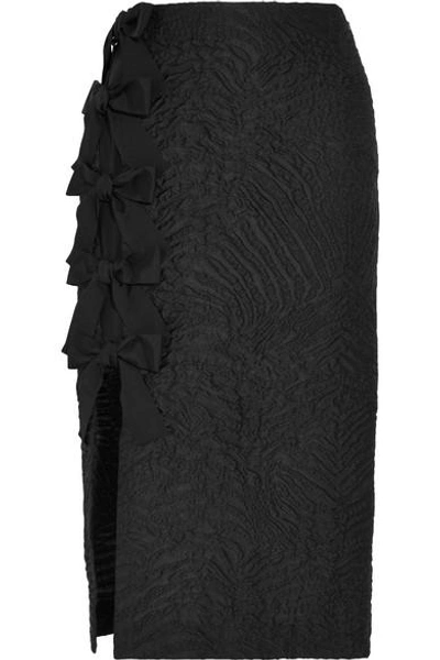 Shop Fendi Bow-embellished Cloqué Midi Skirt