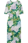 DOLCE & GABBANA FLORAL-PRINT SILK-BLEND CHARMEUSE MIDI DRESS