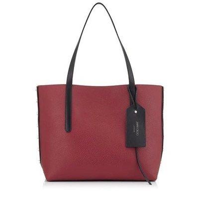 Shop Jimmy Choo Twist East West Vino And Black Grainy Calf Tote Bag In Vino/black