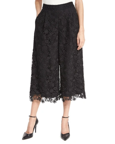 Diane Von Furstenberg Cropped Lace Trousers In Black