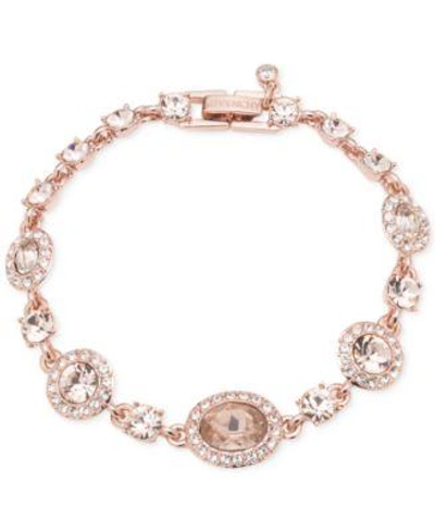Shop Givenchy Faceted Stone And Crystal Pave Link Bracelet In Rose Gold