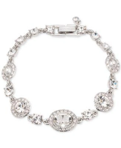Shop Givenchy Faceted Stone And Crystal Pave Link Bracelet In Silver