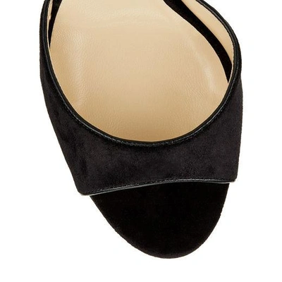 Shop Jimmy Choo Annie 85 Black Crushed Velvet Peep Toe Sandals