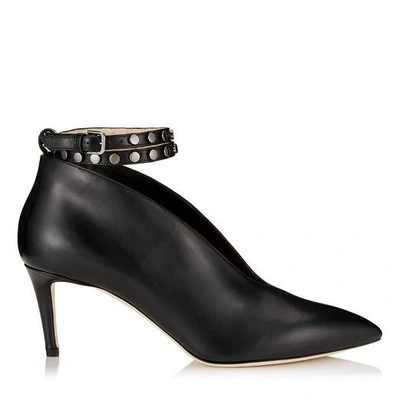 Shop Jimmy Choo Lark 65 Black Shiny Calf Leather Booties