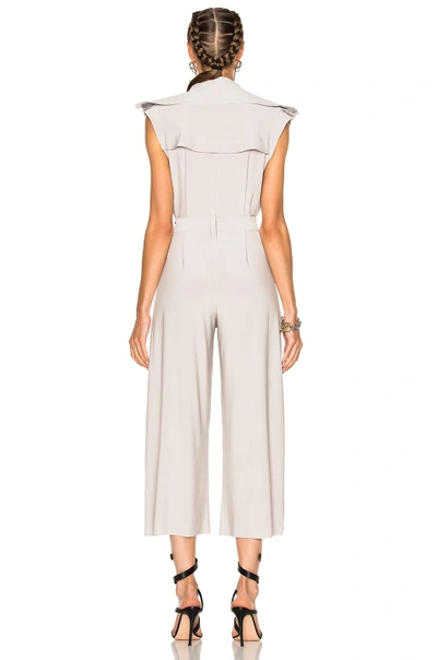 Shop Norma Kamali Double Breasted Trench Jumpsuit In Oyster