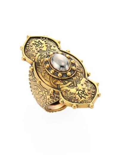 Shop Alexander Mcqueen Jeweled Oval Ring In Gold
