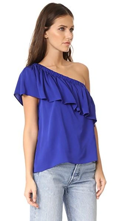 Shop Milly One Shoulder Top In Cobalt