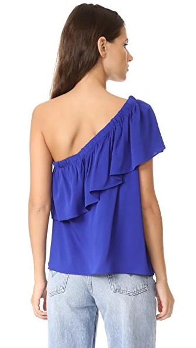 Shop Milly One Shoulder Top In Cobalt