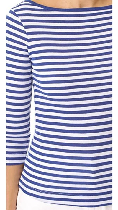 Shop Three Dots 3/4 Sleeve British Tee In Mystic Blue/white