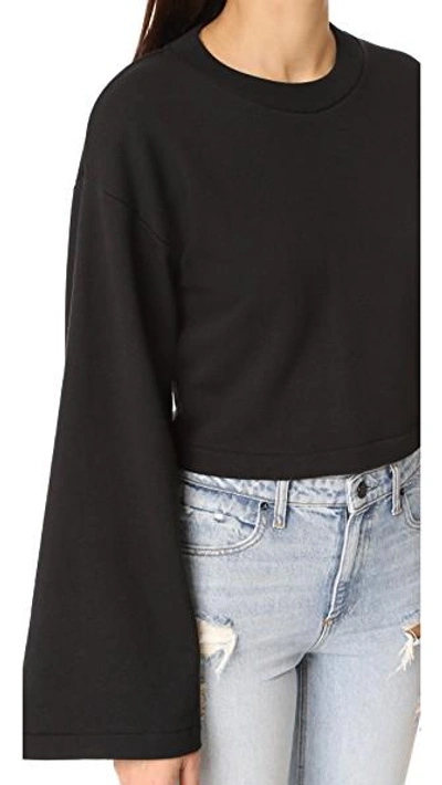 Shop Alexander Wang T Tie Back Crop Sweatshirt In Black