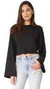 ALEXANDER WANG T TIE BACK CROP SWEATSHIRT