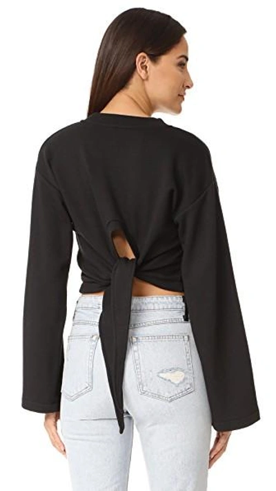 Shop Alexander Wang T Tie Back Crop Sweatshirt In Black