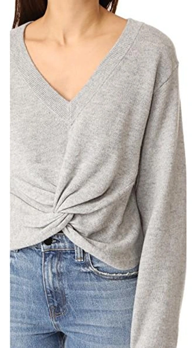 Shop Alexander Wang T Deep V Twist Front Sweater In Heather Grey