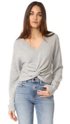 Alexander Wang T Twist Front Wool & Cashmere Sweater In Heather Grey