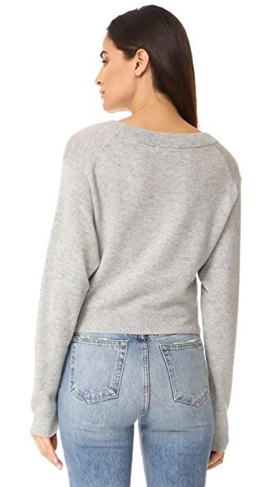 Shop Alexander Wang T Deep V Twist Front Sweater In Heather Grey