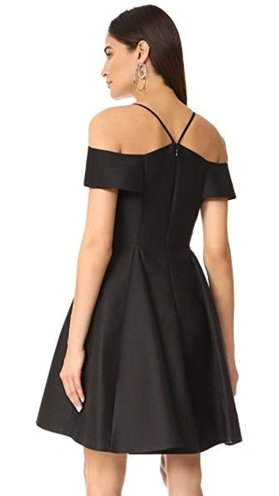 Shop Halston Heritage Cold Shoulder Dress In Black