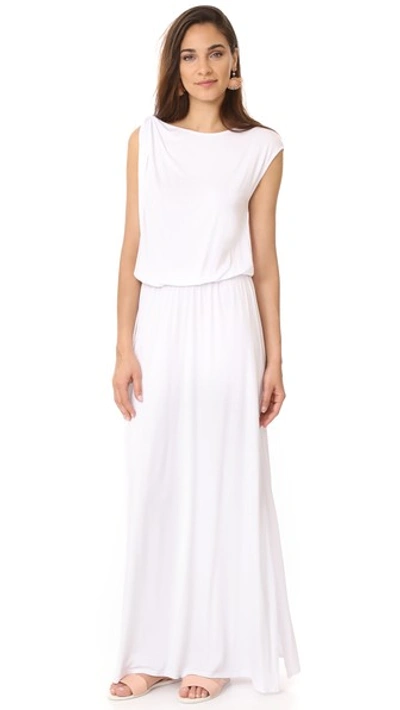 Three Dots Goddess Maxi Dress In White