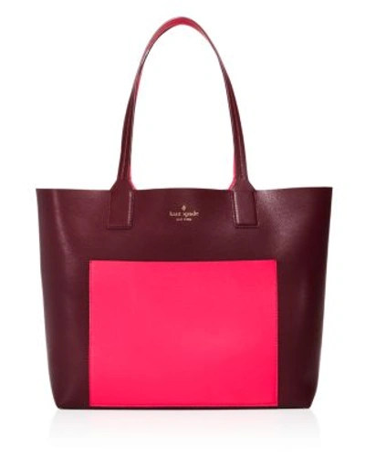 Kate Spade Jones Street Posey Colorblock Tote Bag, Mulled Berry/pink Confetti, Purple Pattern