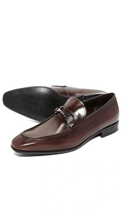 Shop Ferragamo Dinamo Bit Loafers In Madera