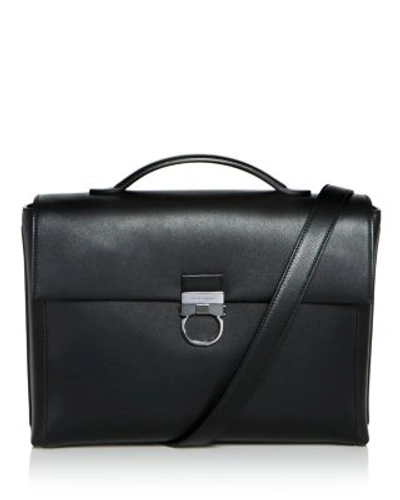 Ferragamo Gancio New Slim Briefcase In Black