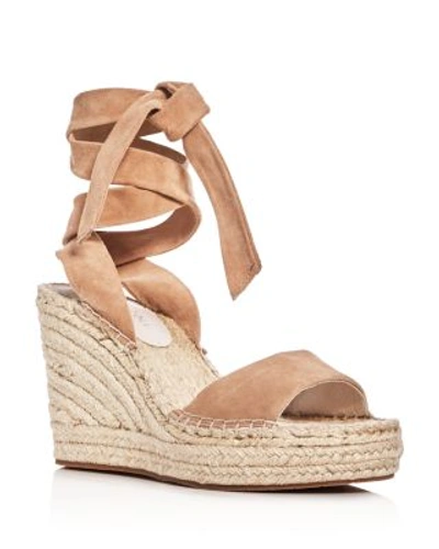 Kenneth Cole Odile Ankle Tie Espadrille Wedge Sandals In Buff