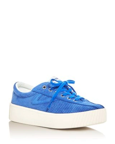 Tretorn Tretron Women's Nylite Bold Perforated Lace Up Platform Sneakers In Blue