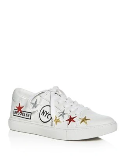Kenneth Cole Kam Nyc Embellished Lace Up Sneakers In White/multi