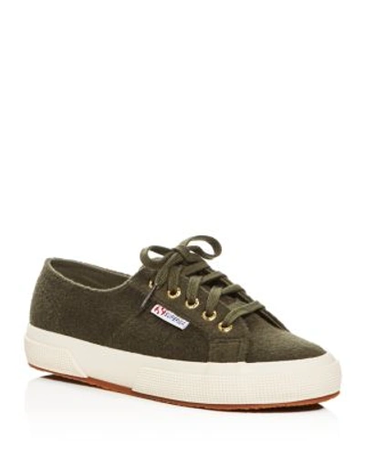 Superga Wool Lace Up Sneakers In Olive