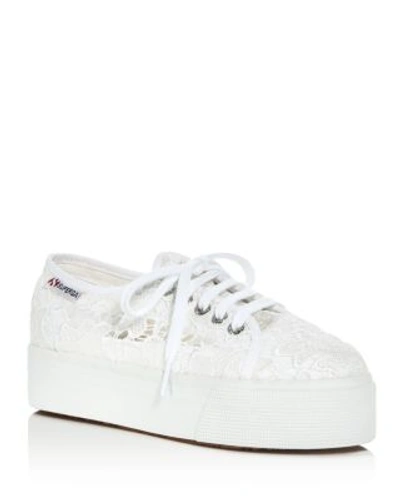 Shop Superga Macramew Lace Up Platform Sneakers In White