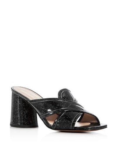 Shop Marc Jacobs Aurora Glitter Crisscross Slide Sandals In Black