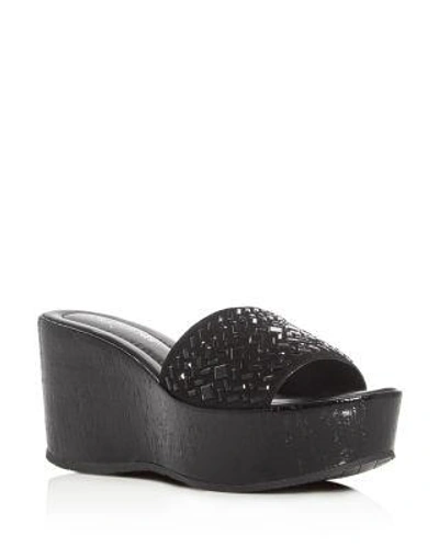 Donald J Pliner Cloesp Embellished Platform Wedge Slide Sandals In Black