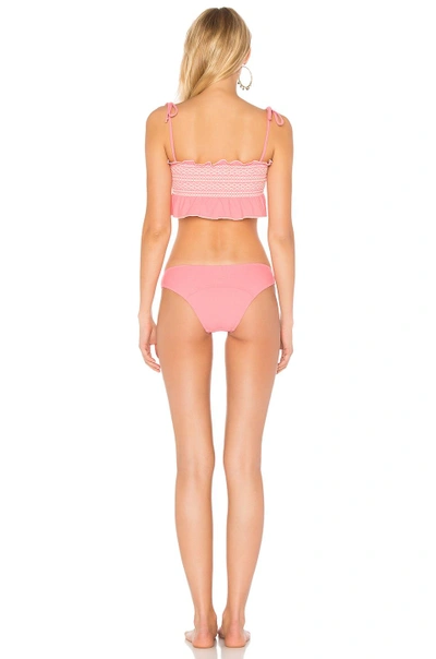 Shop Lisa Marie Fernandez Selena Smocked Bikini Set In Pink Crepe
