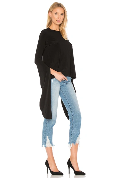 Shop Norma Kamali Half Ribbon Sleeve Top In Black