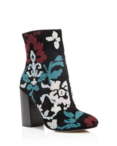 Shop Rebecca Minkoff Bojana Embroidered High Heel Booties In Black Multi